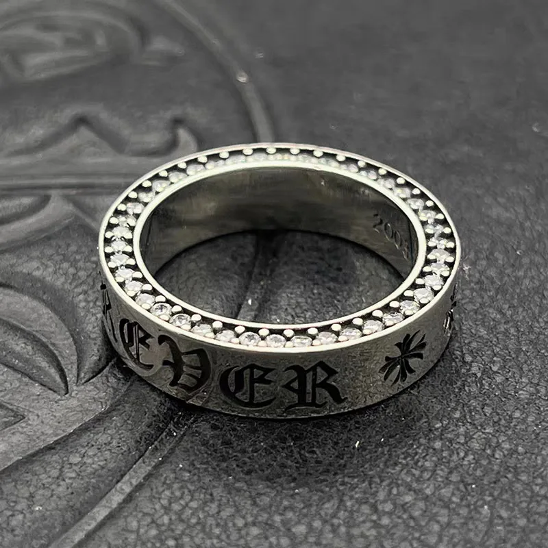

S925 Sterling Silver 6mm Eternal Ring with Diamond Cross Men's Medieval Niche Premium