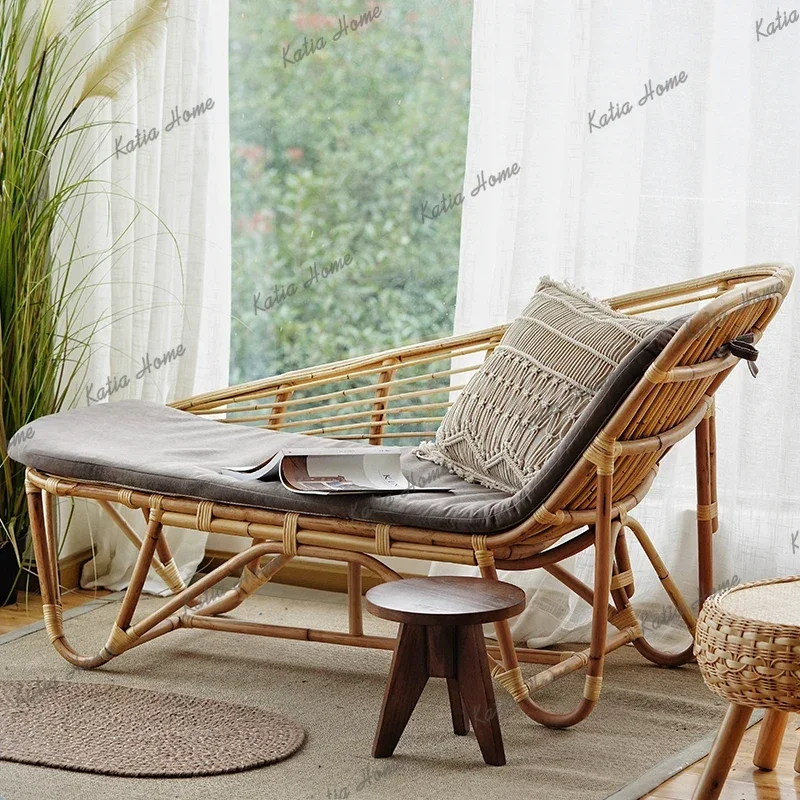 FG Nordic Rattan Lounge Recliner Living Room Lazy Comfortable Leisure Chairs Sofa Chaise Adult Bedroom Sillon Furniture Home