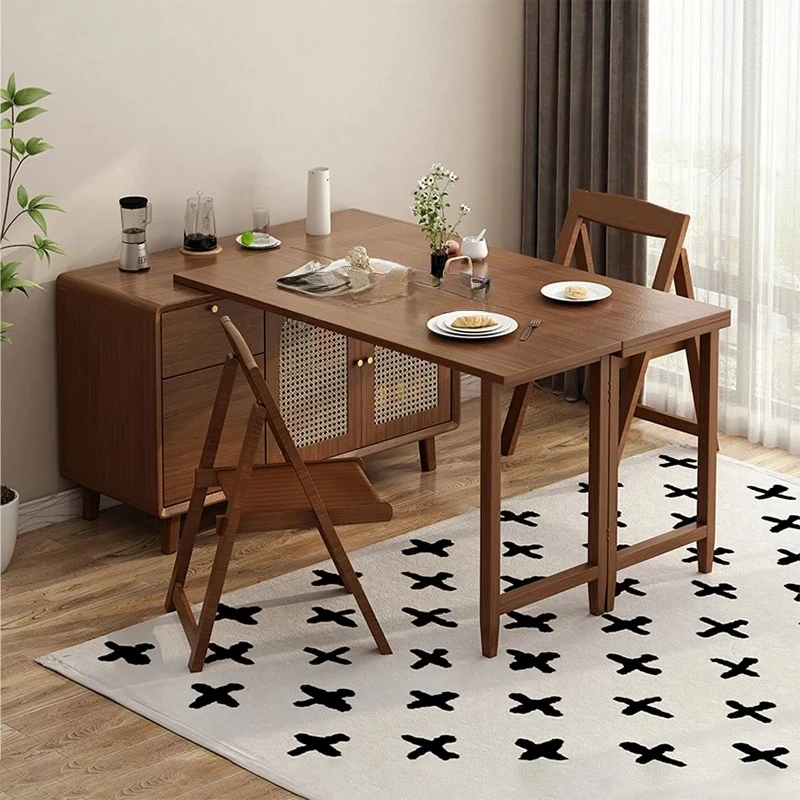 solid wood folding dining table dining side cabinet small apartment household wall storage cabinet retractable dining table