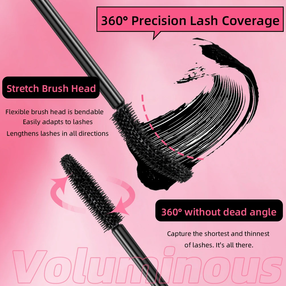 QIBEST 4D Mascara Waterproof Extra Volume Long -lasting Hyper-Curl allungamento ciglia ciglia senza sbavature Mascara nero