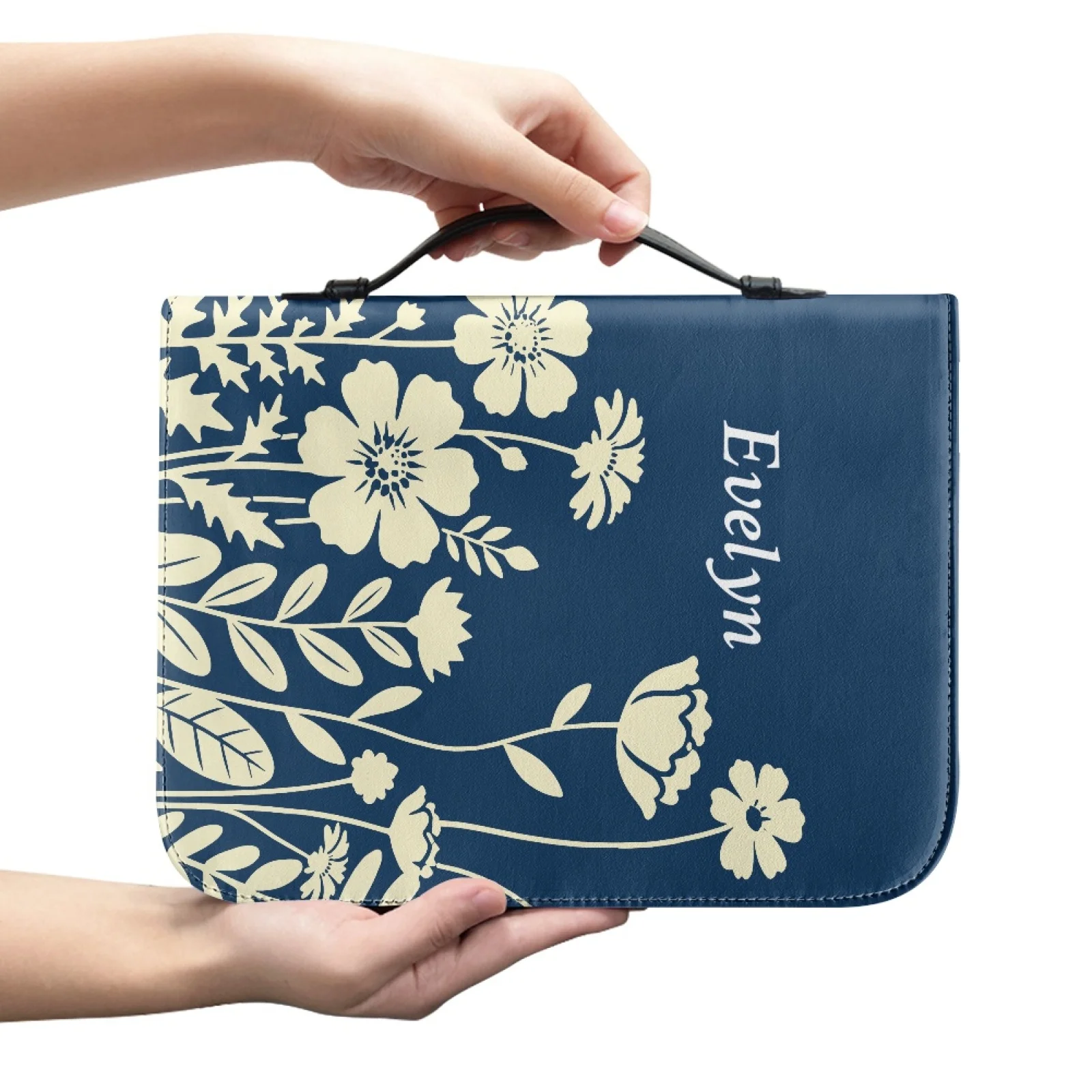 XIXIRIMIDO Beige Floral PU Leather Large Capacity Bible Covers, Portable Protective Church Bag for Women and Men 2026 Collection