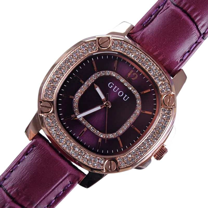 

Fashion Brand Women Watches Genuine Leather Square Dial Diamonds Dress Clocks Ladies Quartz Rose Gold Wrist Watches Montre Femme
