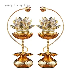 21cm Alloy crystal glass Simulated candlestick for household use Buddha hall for prayer  decoration home decor