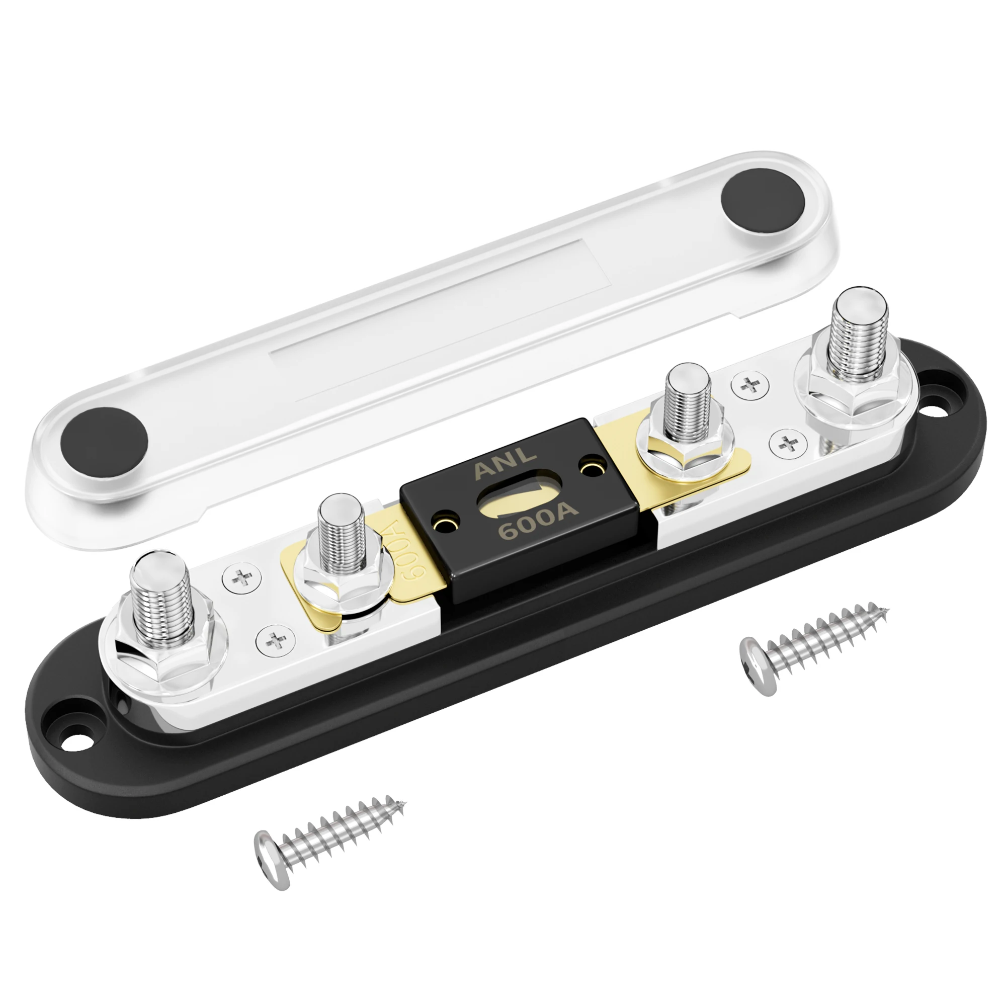 ANL Fuse Holder with 400A 500A 600A ANL Fuse M10 Stud Terminals Max 750A Marine ANL Fuse Block with Gold Plated 600A ANL Fuse