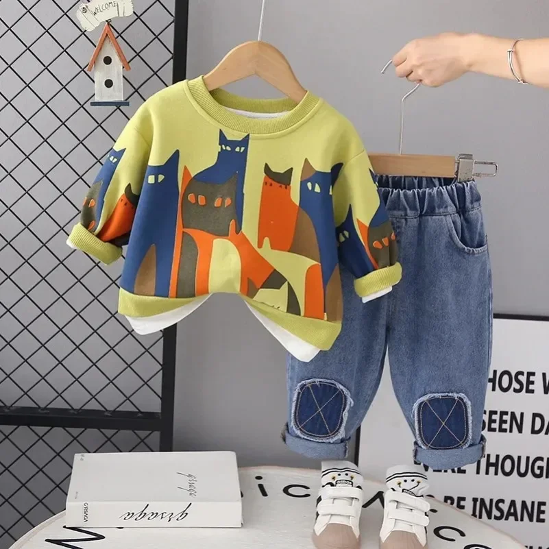 Boys Sets T-shirts and Pants Boys Outfit  Kids Spring Baby Boy Clothes 18 to 24 Months Cartoon Casual Long Sleeve