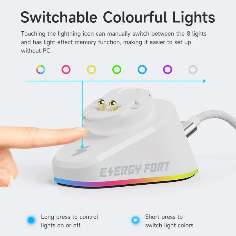 ماوس ألعاب RGB شاحن لاسلكي + 2 USB لمحطة قاعدة Logitech G403 G502 X Plus G703 G903 HERO G PRO X Superlight Hero GPW2 #2