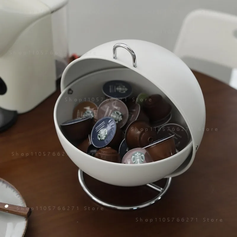 Round spherical snack candy box flip coffee capsule storage box storage tank living room desktop glove box decoration