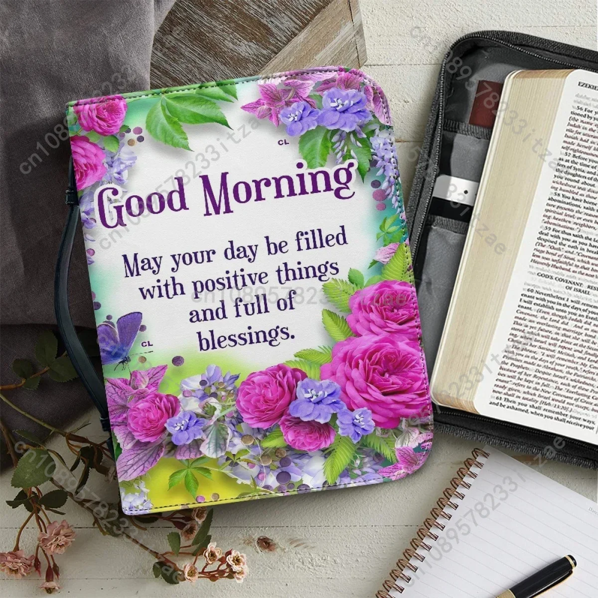 Handbag for Women Leather Bible Bag Pretty Floral Bible Verse Print Women's Christian Bags Ladies Practical Bible Cover Case Hot
