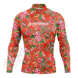 Hot Men's Surfing Shirt Flowers Camo Lycra Rashguard RIGHTTRACK Surf Sportswear Beach UV Swimwear UPF50+ Clothes