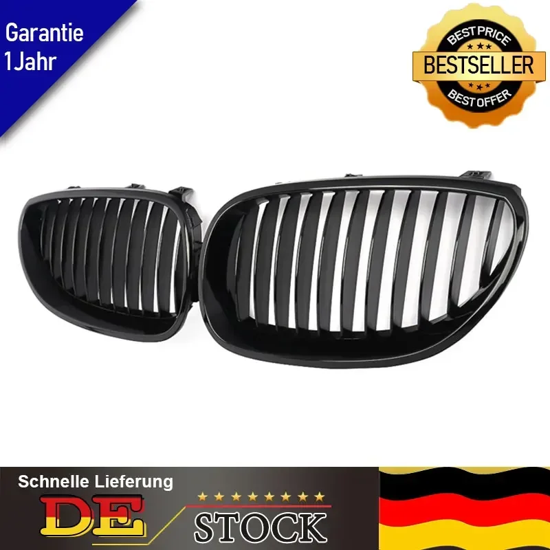 

MagicKit 2x Gloss Black Front Bumper Kidney Grilles For BMW 5 Series E60 E61 M5 2004-2009