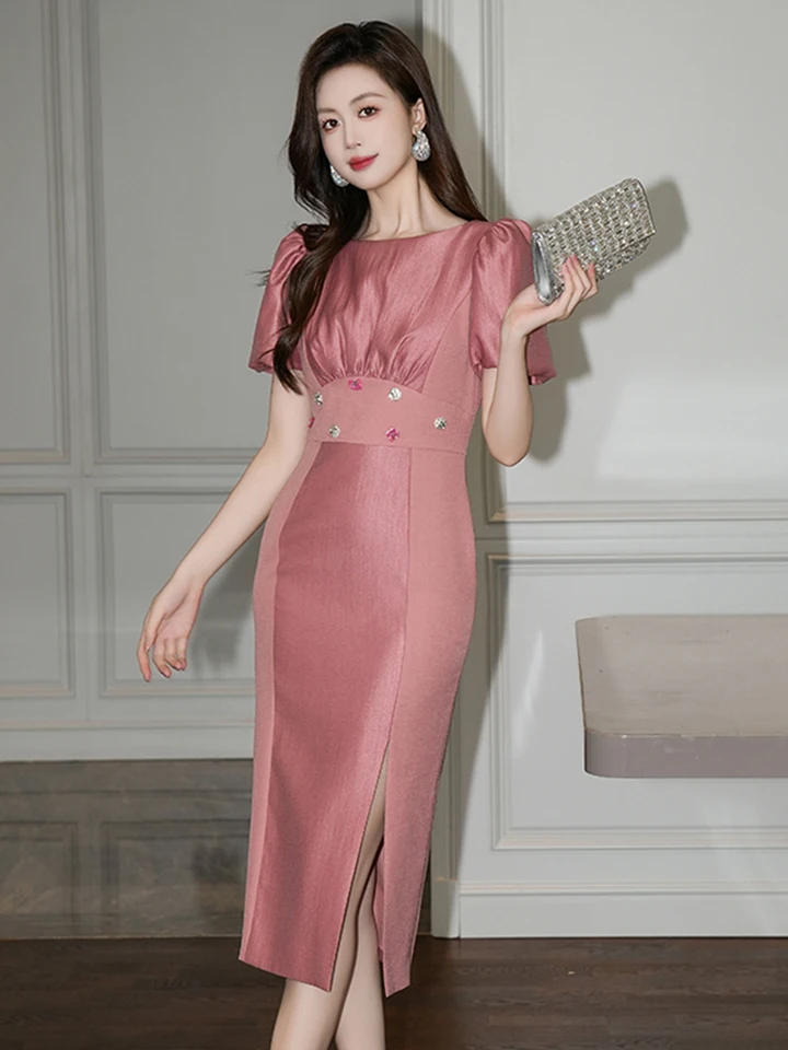 pink pencil dress Pink Lace Cape + dress