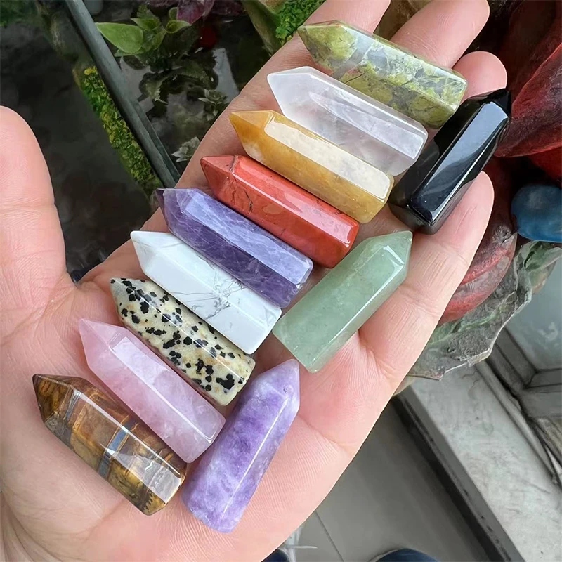 1pc Natural Crystal Agate Stone Prismatic Raw Stone Polished Rose Quartz Stone Handicraft Home Decoration Display Ornaments