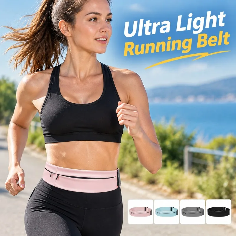Invisible Water Bottle Waist Bag Hook and Loop Fastener Design Unisex Sports Fanny Pack Card Holder Pouch for Outdoor Running