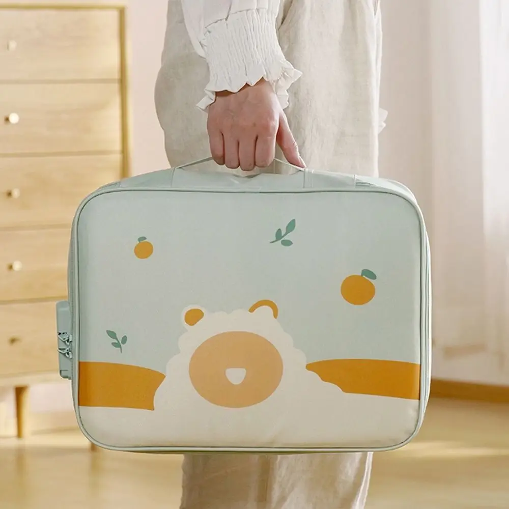 

Oxford Cloth Document Tickets Storage Bag Large Capacity Three-layer Passport Briefcase with Lock