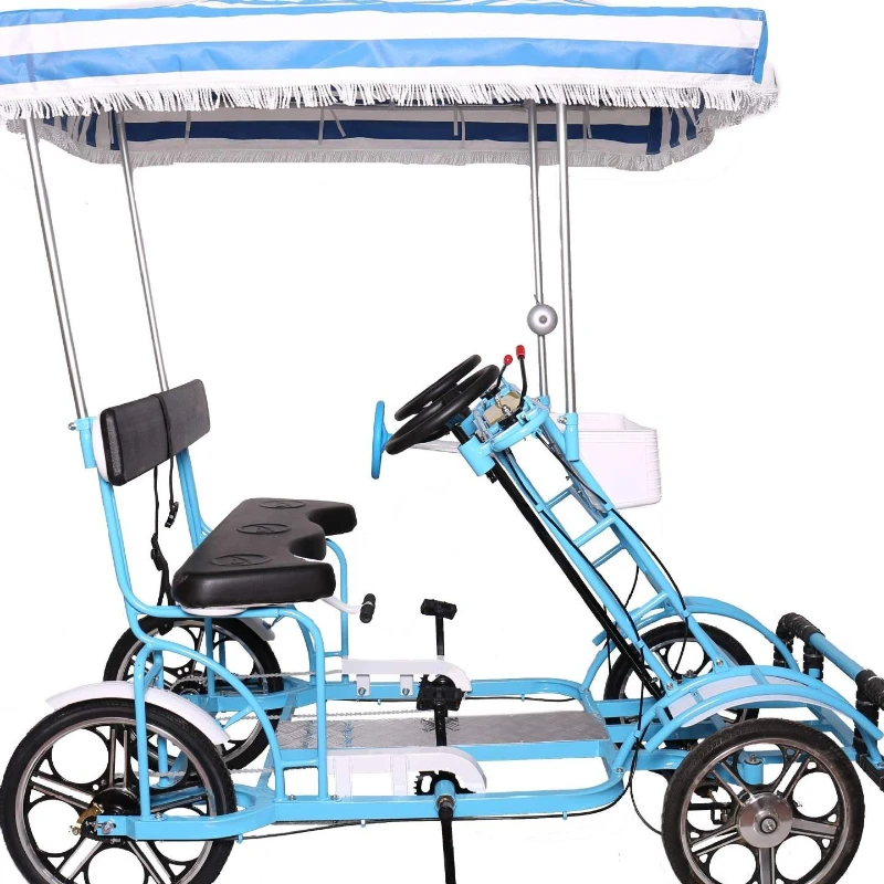New Deluxe One Wheel Quad Bicycle Double Quad Six Attractions Sightseeing Rental Bicycle