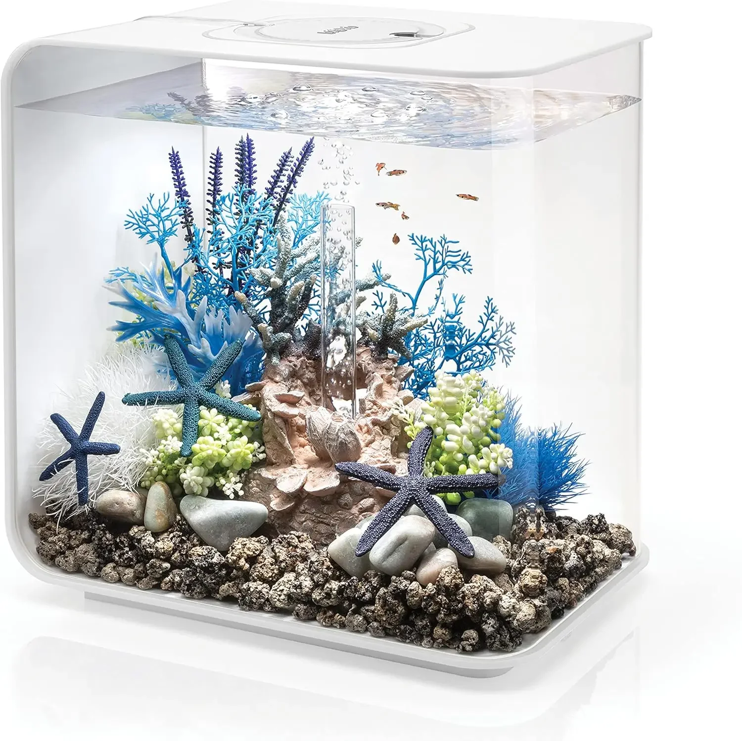 30 Acrylic 8-Gallon Aquarium with White LED Lights Modern Tank for Tabletop Display White