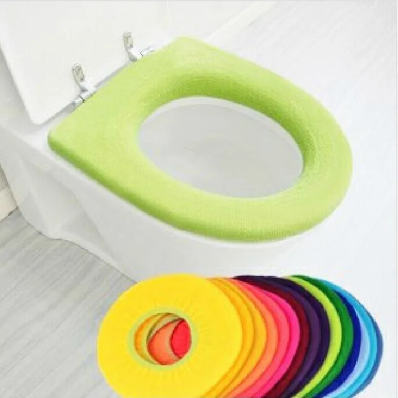 Candy Color Toilet Seat Cover Pads Simple Warmer Washable Cloth O-shaped Flush Toilet Bathroom Products Pedestal Pan Cushion Pad