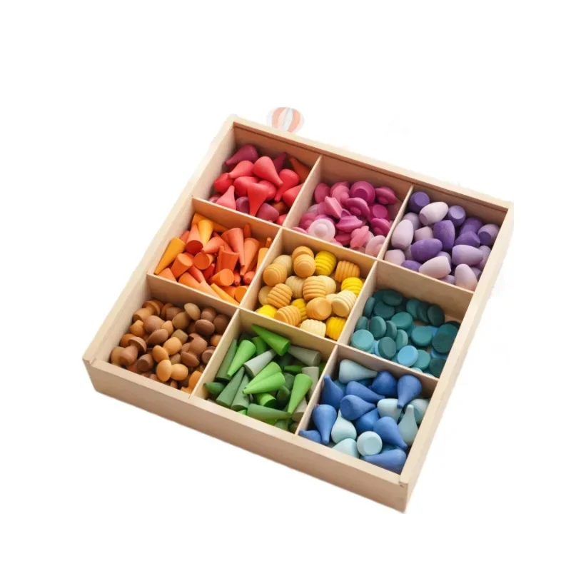 

Kids Toys Wooden Rainbow Building Blocks Wooden Splicing Toys Kindergarten Training Tools m