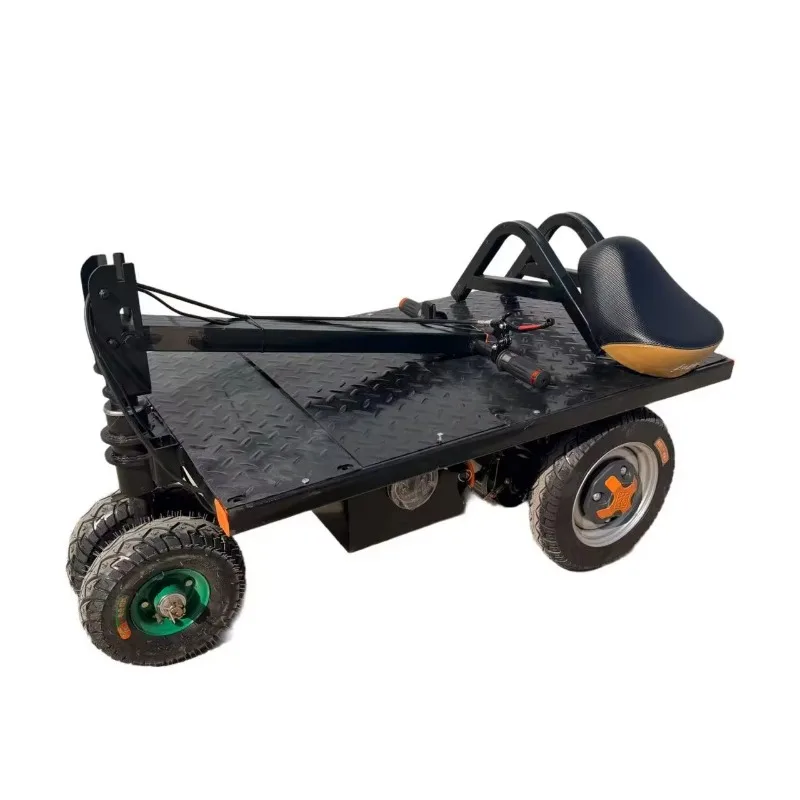 Portable Electric Platform Trolley Cart Foldable Handlebar Four-Wheel 1000W 500kg Yellow for Shopping Industrial Use OEM