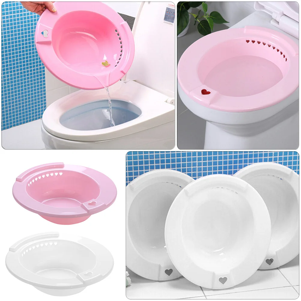 

2pcs Toilet Sitz Bath Basin Medical Hip Bathtub Portable Squat-Free Sturdy Plastic Bidet Basin Contoured Edges