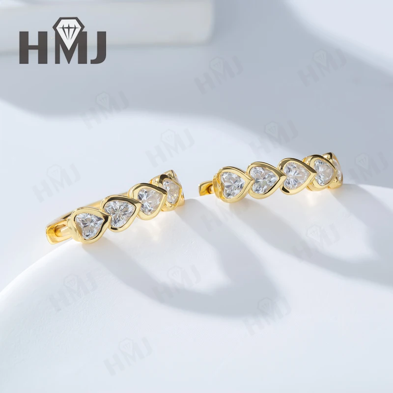 Creolen mit Diamanten, Rubin, Saphir, Smaragd, fünf Steine, Herzform, 10 Karat, 14 Karat, 18 Karat Gold, 925er Silber, Geburtstagsgeschenk, hypoallergen – Detail 11