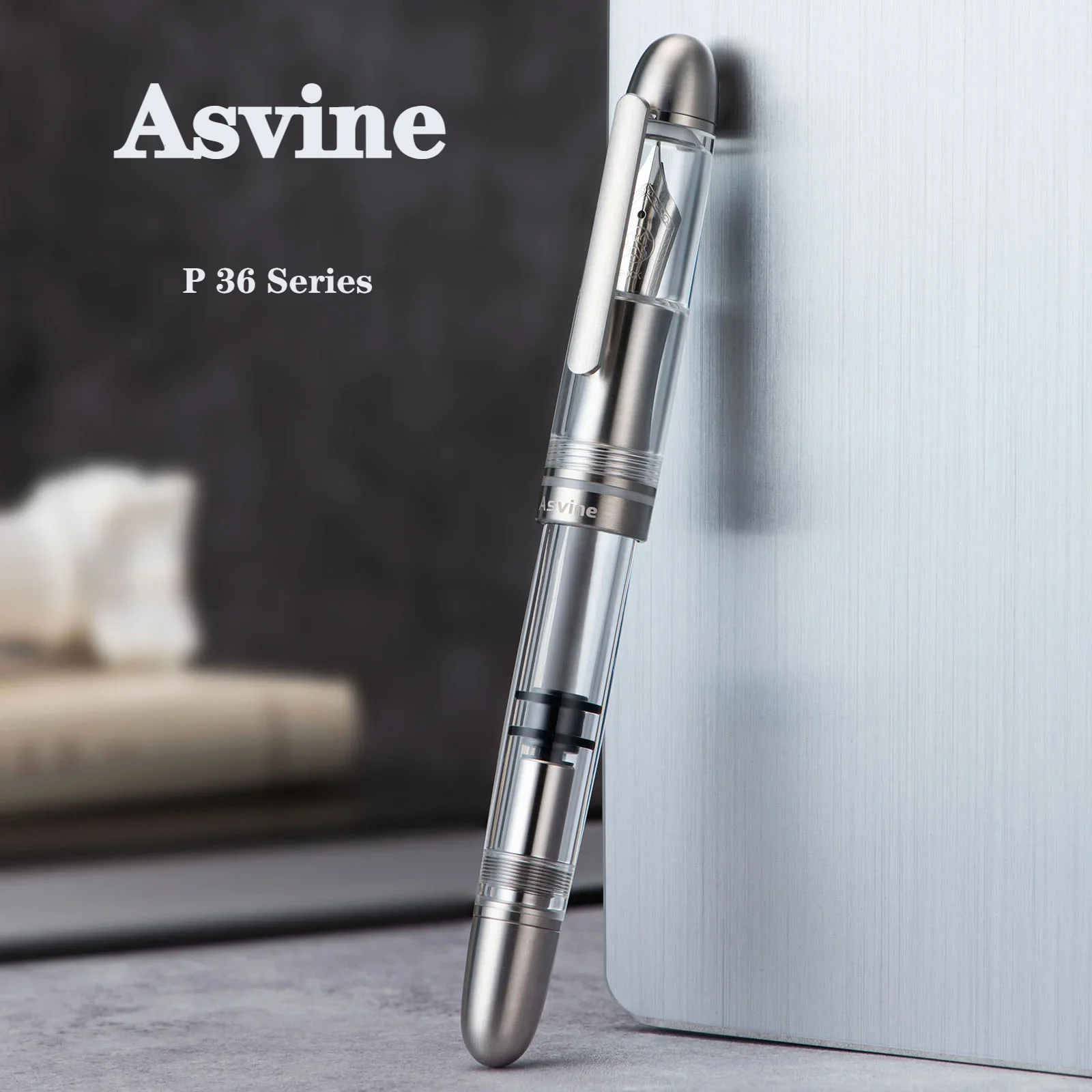 Asvine P36 Piston Filling Fountain Pen Asvine / Bock EF/F/M Nib,titanium Alloy & Acrylic Writing Pens Office School Supplies