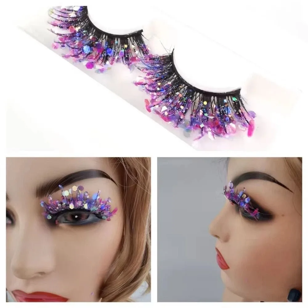 Shiny 25mm Faux Mink Wispy Lashes Luminous 3D Mink Fluorescent Lashes Soft DIY Lashes Glow In Dark Lashes Makeup Tools