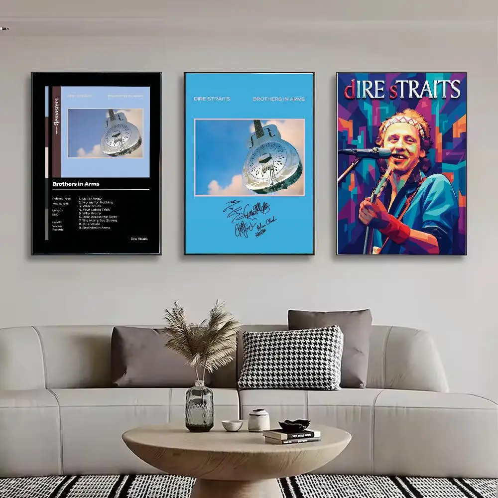 Rock poster D-Dire Straits Painting Calligraphy Stylish Canvas Poster Wall Art for Bedroom Living Room Study Home Decor Gift