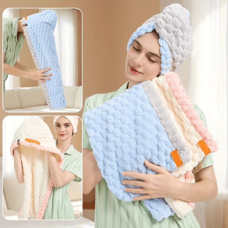 1 large quick drying hair scarf, wide edge super absorbent ultra-fine fiber headscarf, soft, suitable for family and travel