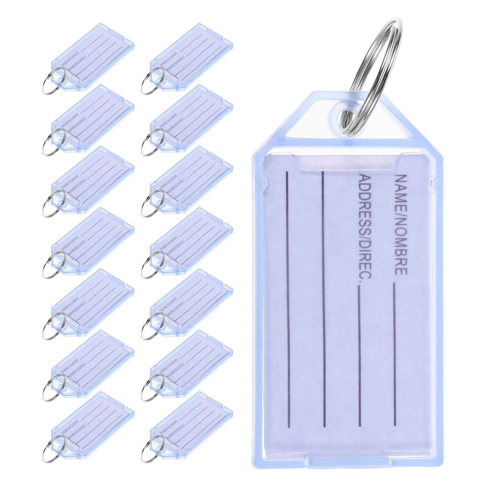 30pcs Key Tags Tough Plastic Key Tag With Split Ring Blank Paper Labels Transparent Window Covers Key Chain Label Sturdy Item Id