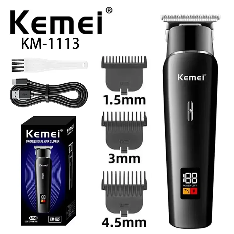 

Kemei KM-1113 Машина для управления волос со светодиодной подсветкой Мини-парикмахерский триммер Низкий уровень шума Универсальная машина Мужской парикмахерский триммер