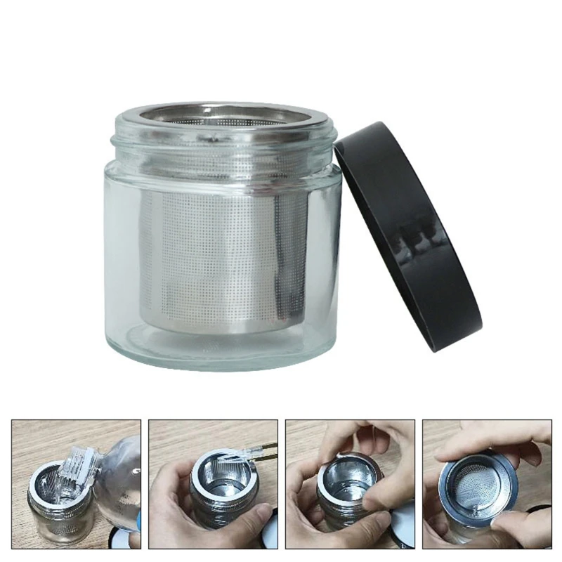 Diamond Washing Cup Gemstone Cleaning Glass Jar Bottle with Metal Sieve Alcohol Cleaner
