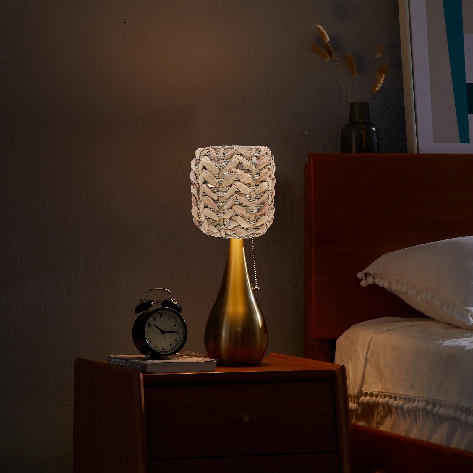 

Adjustable Straw Chandelier Lamp Cover Large Gourd Grass Bamboo Woven Lampshade