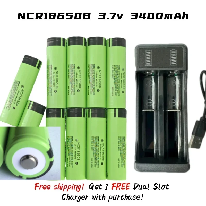 

Original 18650 Batteries Tip Type Rechargeable Battery 3.7V 3400mAh New NCR18650B For Battery Packs Backup Batteries Power Tools