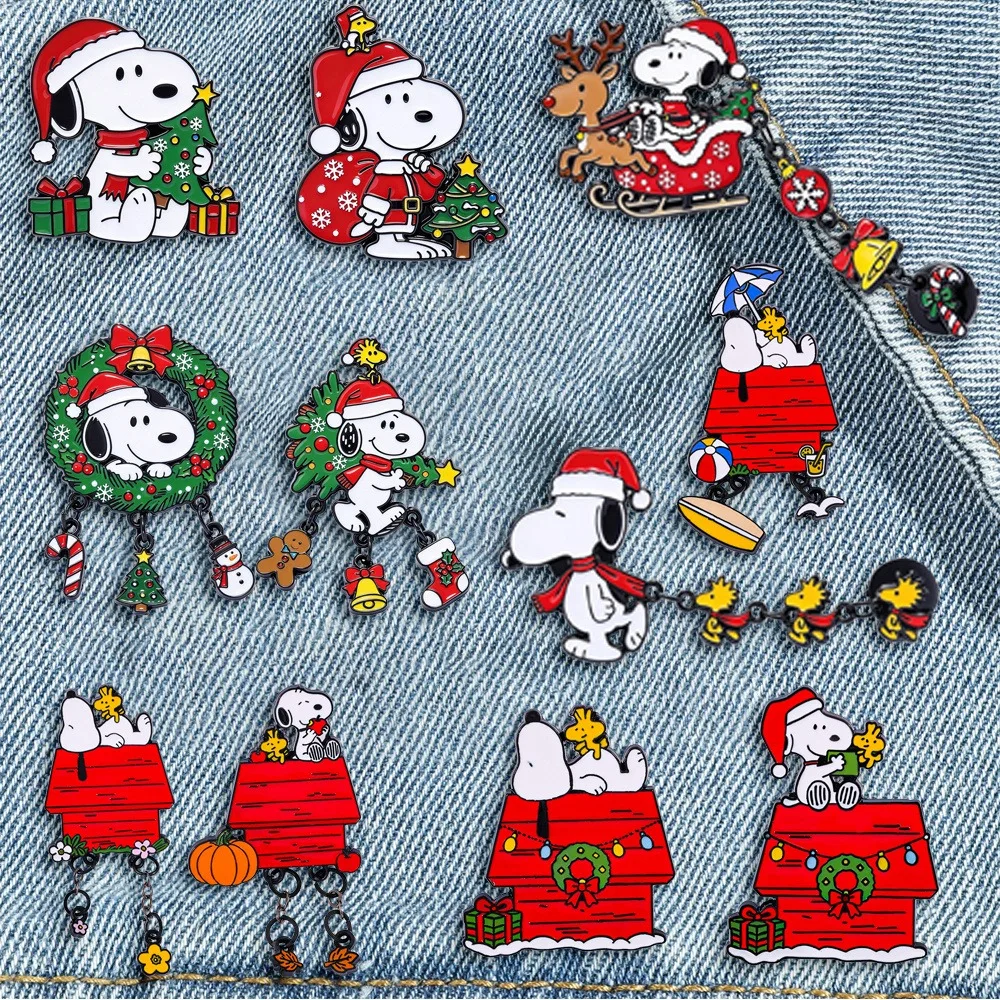 11 Pcs  Cartoon Anime Brooch Cute Dog House Baking Paint Enamel Pin Metal Badge Jewelry Clothing Backpack Accessory Gifts