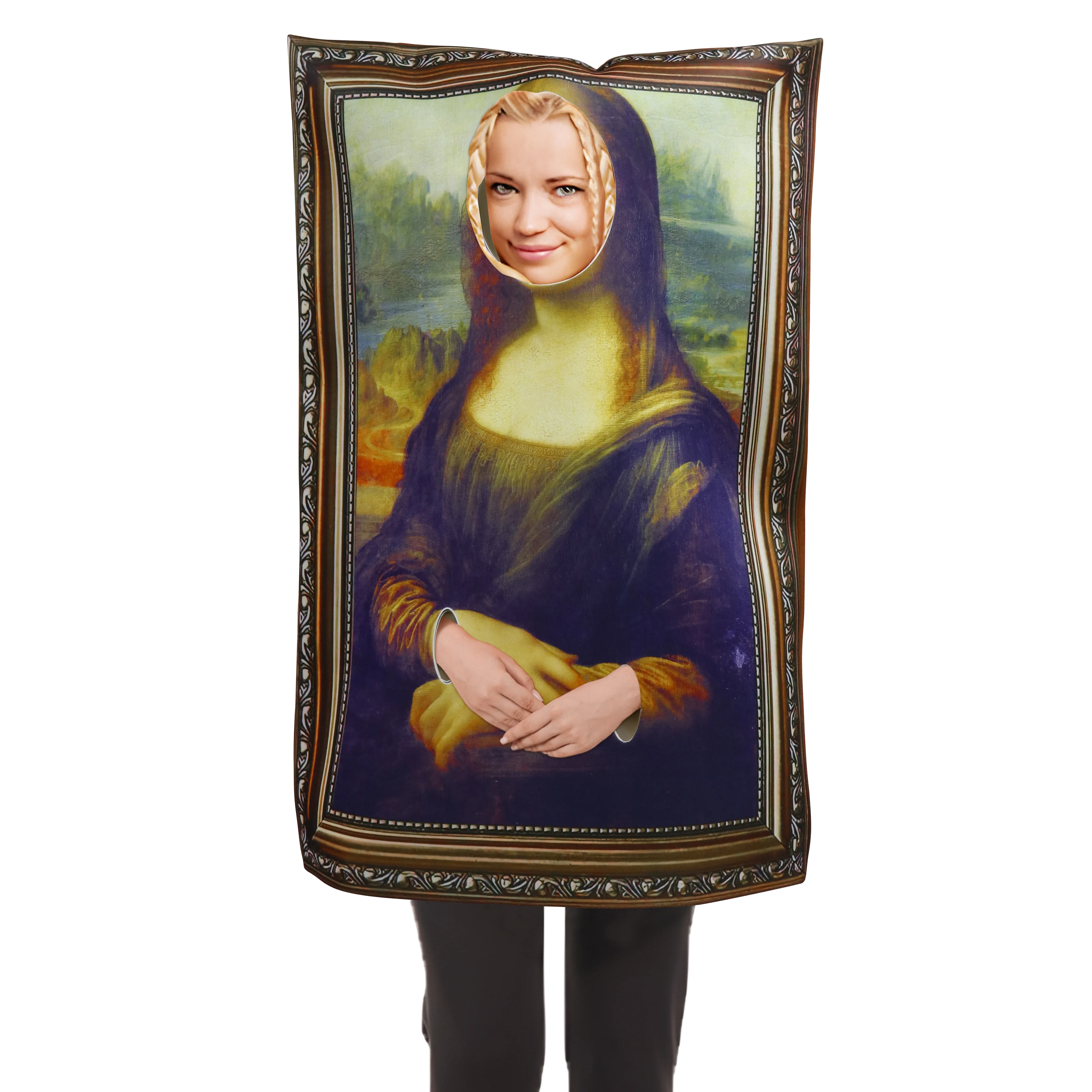 Interesting Mona Lisa Mural Van Gogh Role Play Props Set Adult Spoof Halloween Carnival Costume Sponge Show Jumpsuit Costume