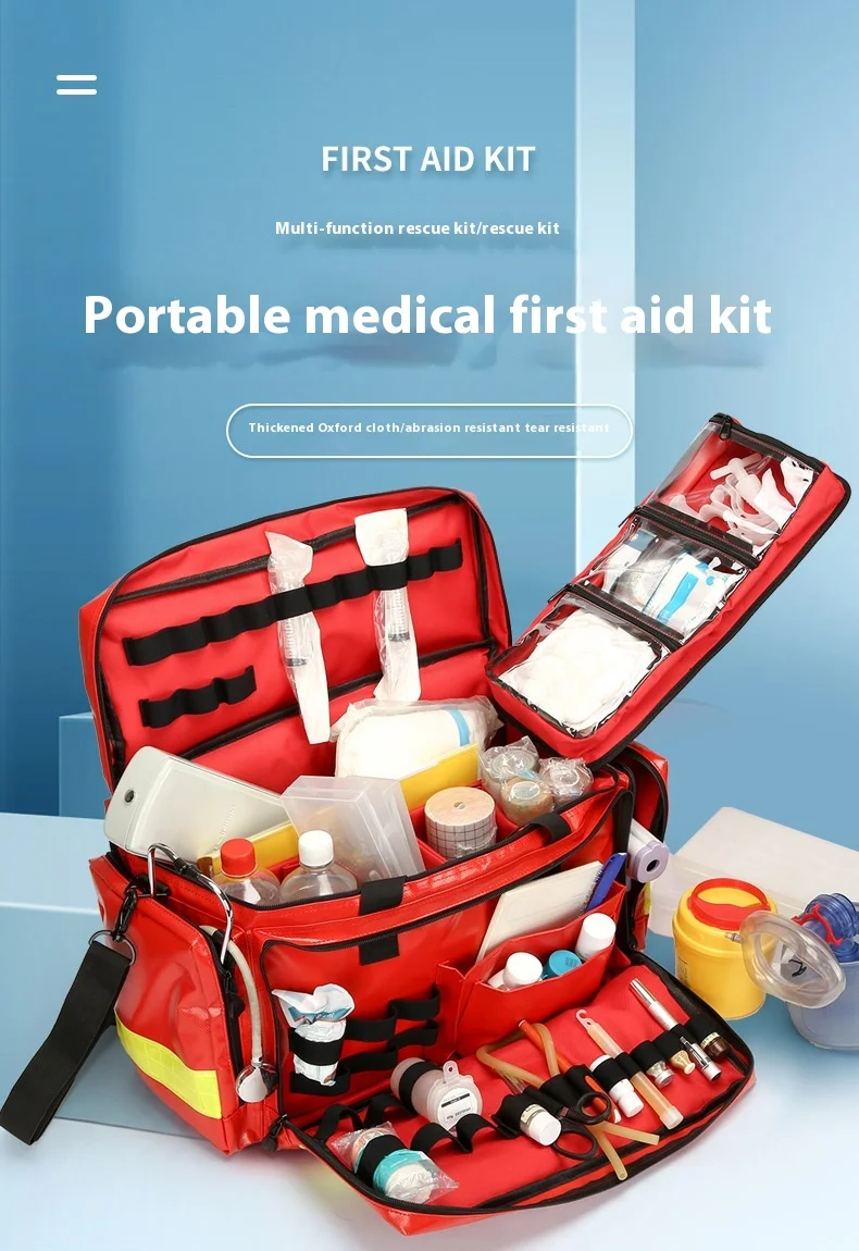 PVC First Aid Medical Kit, Water Resistant Accessory Backpack, First Aid Bag Empty For Outdoor, Emergency Bag