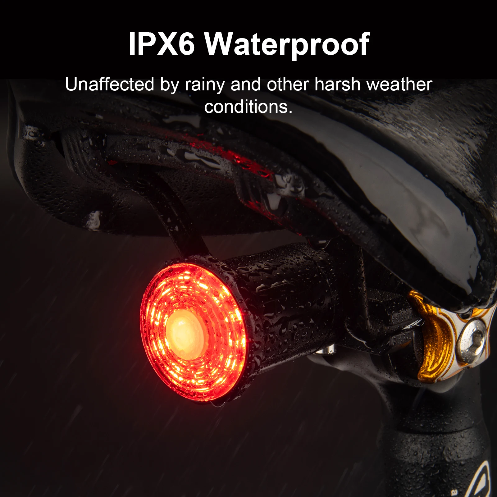 BOLANY IPX6 Bicycle Taillight Smart Auto Brake Sensing Light Waterproof LED USB Charging 500mAh for Cycling Bike Rear Light