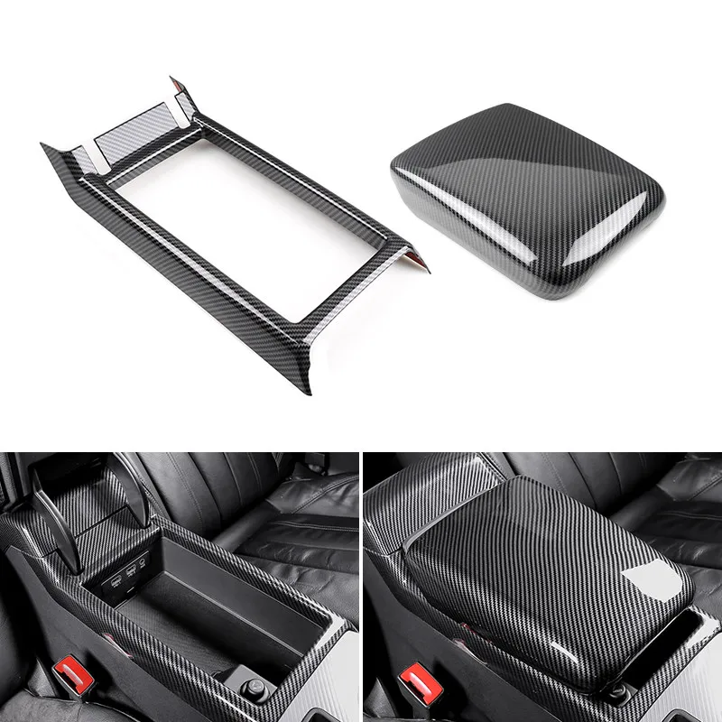 

For Audi A4 B9 A5 2017 2018 2019 2020 2021 ABS Carbon Fiber Texture Car Accessories Center Console Armrest Box Cover Base Trim
