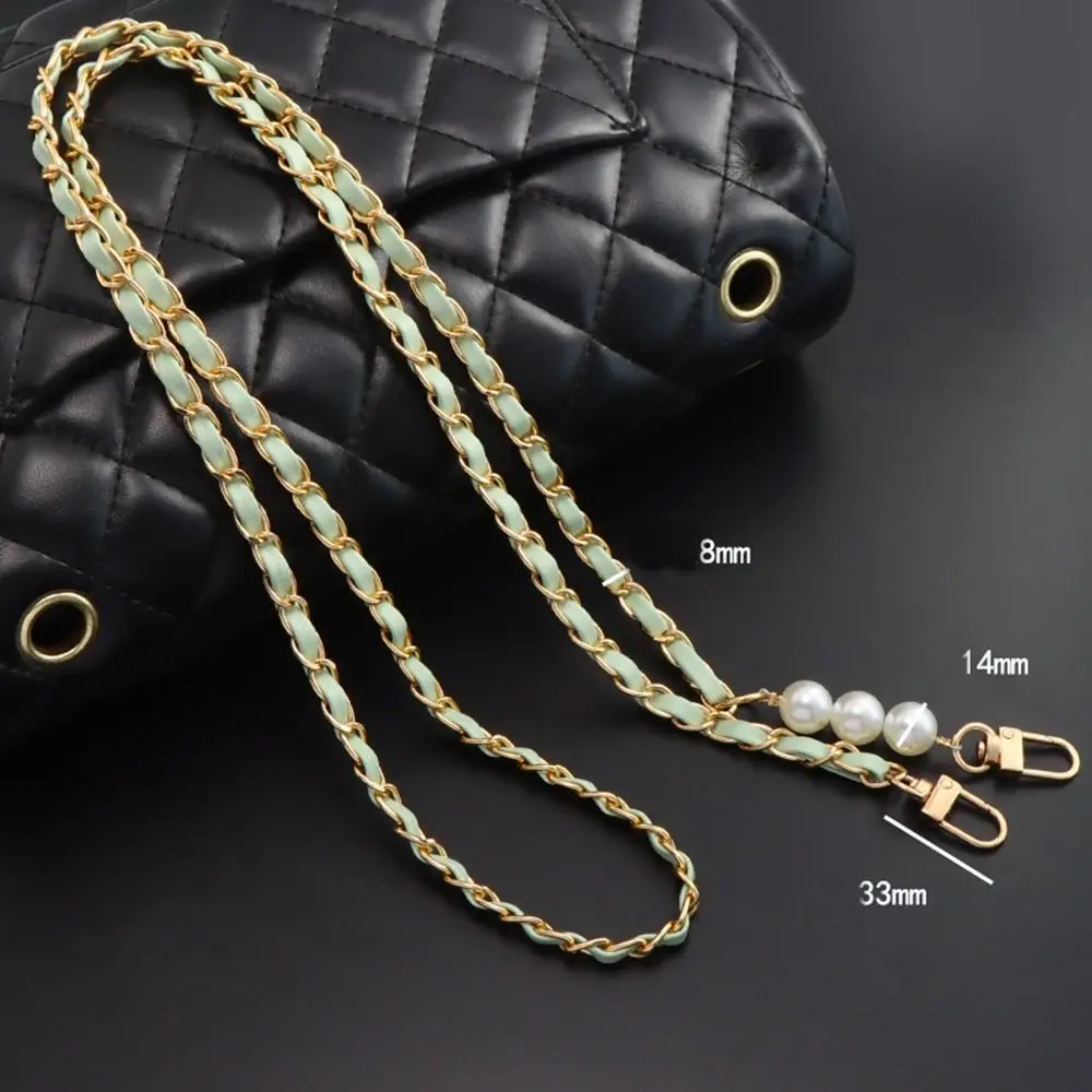 Replacement Bag Chain Women Girls Pearl Metal Shoulder Strap Detachable Leather Shoulder Bag Accessories