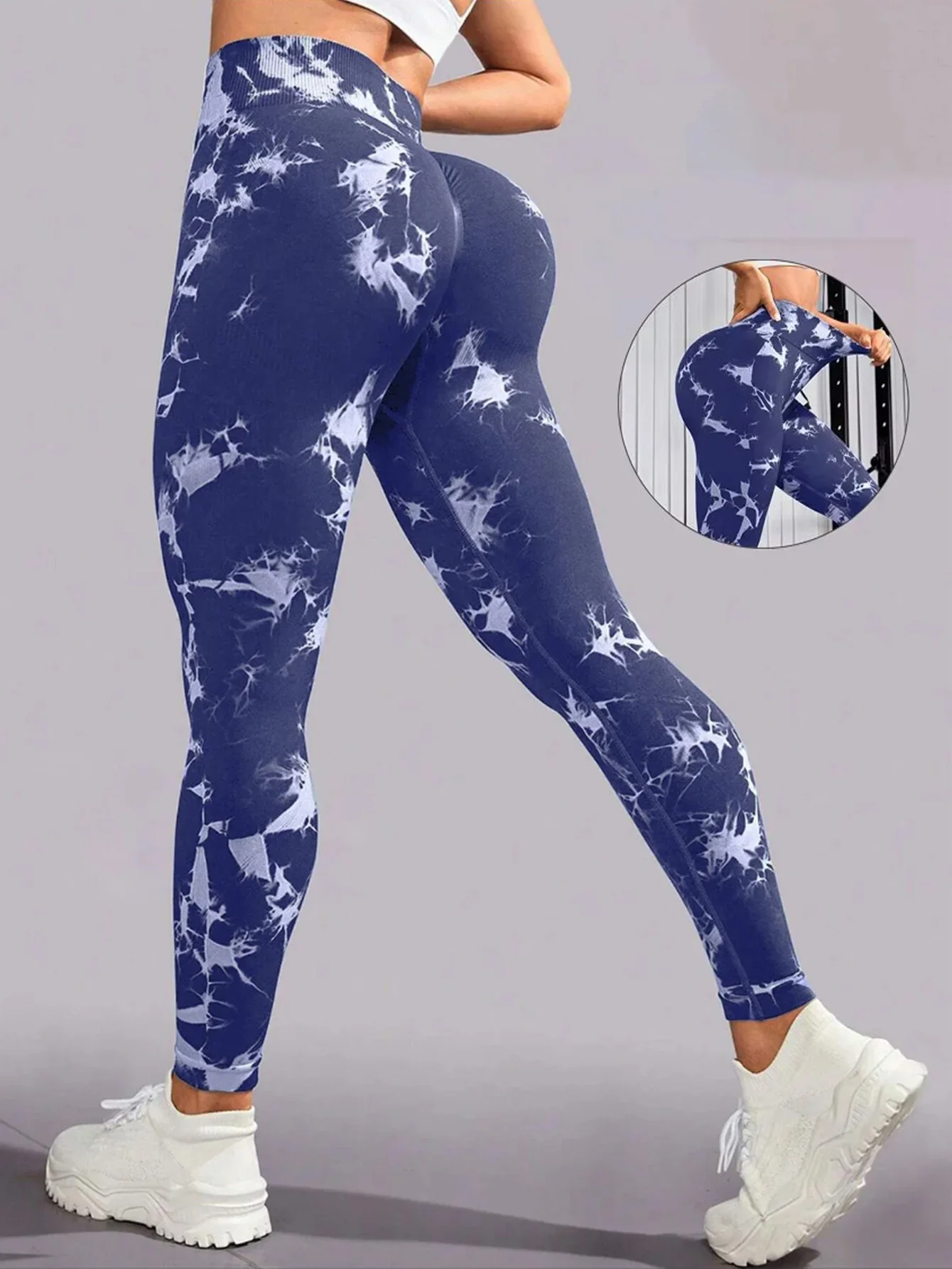 NEW Leggings For Women Tie Dye Solid Color High Waist Scrunch Butt Lift Seamless Yoga Leggings Slim Stretch Skinny Fitness Pants