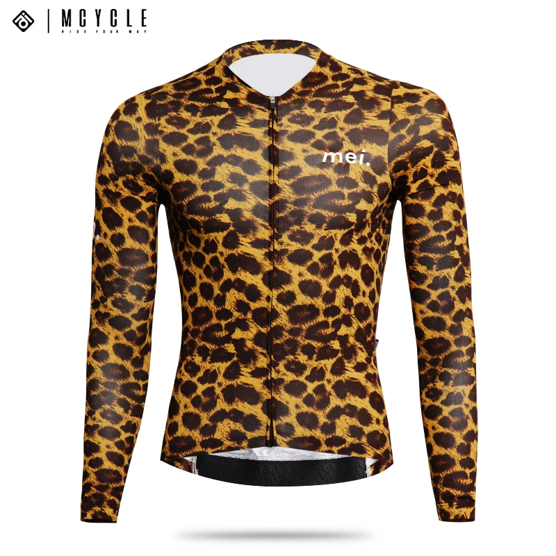 Mcycle Man Cycling Clothing Breathable Elastic Bike Jersey UV Protection Long Sleeves Leopard Print Cycling Jersey Women