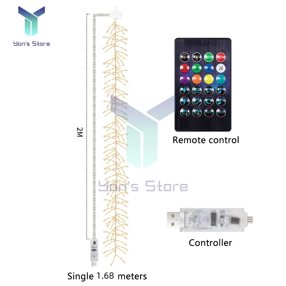 Candelabro de techo inteligente LED RGB, luces de cadena de decoración del hogar impermeables, pantalla de imágenes DIY, Control por aplicación de ritmo musical