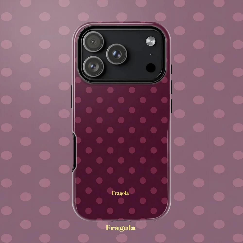 Burgundy Polka Dots Phone Case for Samsung Galaxy A56 A36 A26 S26 S25 S24 S23 S20FE Ultra Plus Edge 4G 5G Double-layer Cover