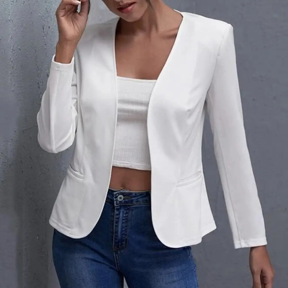 Women Solid Color Coat Women Office Coat Stylish Women's Spring-fall Suit Coat Elegant Business Style Wrinkle-free for Office