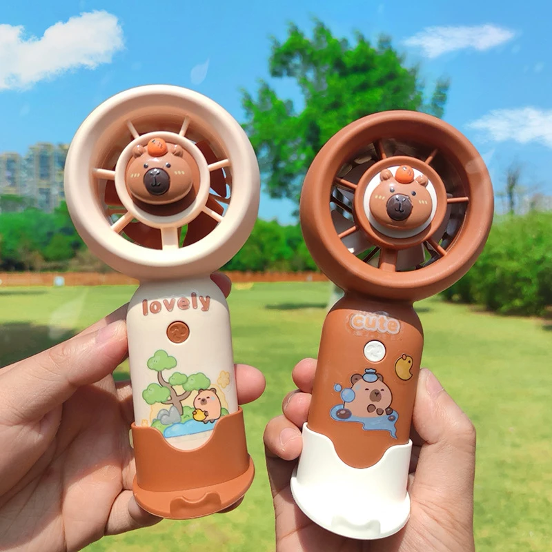 Portable Mini Pocket Cooling Fan Fashion Handheld Fan Cartoon Cute Capybara Small Fan Outdoor USB Charging Small Fan Gifts