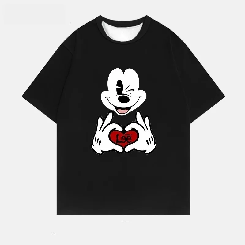 

Summer new black clothing creative Mickey 3D printing versatile casual loose T-shirt