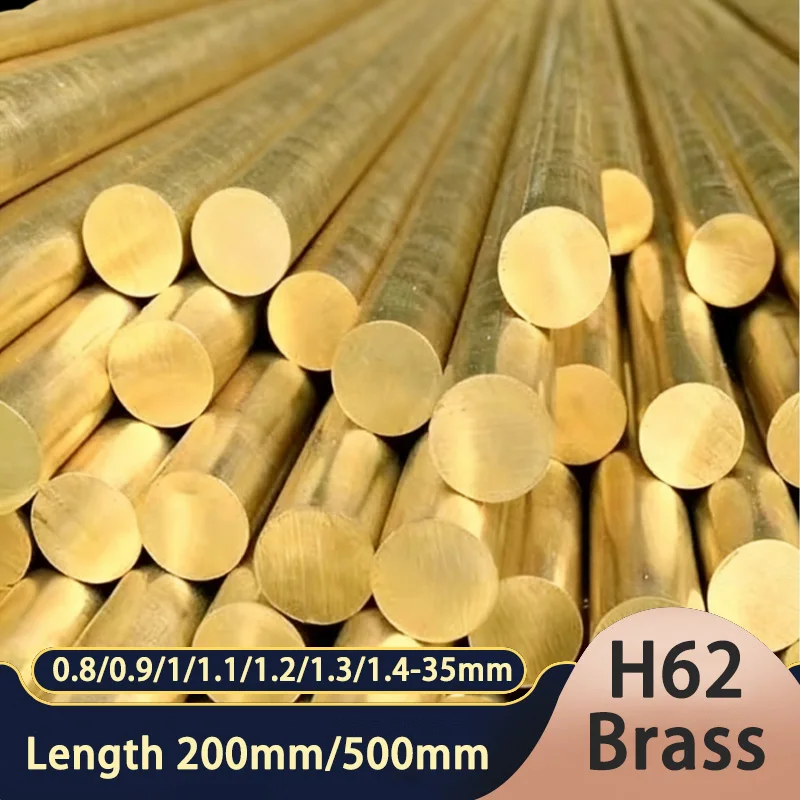 1pcs H62 Brass Round Bars Solid Rods Dia 0.8/0.9/1/1.1/1.2/1.3/1.4/1.5/1.6/1.8/2/2.2/2.3/2.4/2.6/2.8/3/3.8-35mm Length 200/500mm