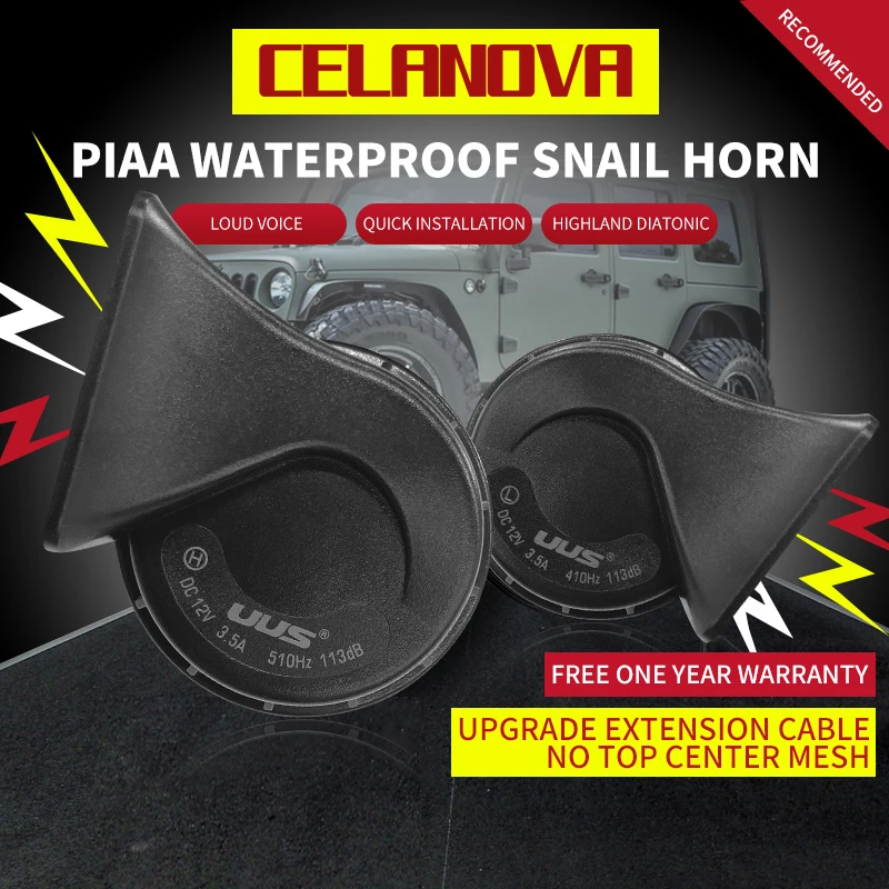 2-in-1 24V Electric Horn System - Dual Waterproof Snail Horns (113dB) - Direct Fit for BMW/Motorcycle - Plug & Play