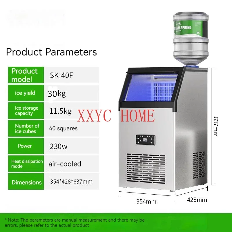 

Commercial Ice Maker 44lbs/24H Electric Ice Maker 11.5kg 25lbs Capacity LCD Control Panel Ice Making Machine EU Plug 220V